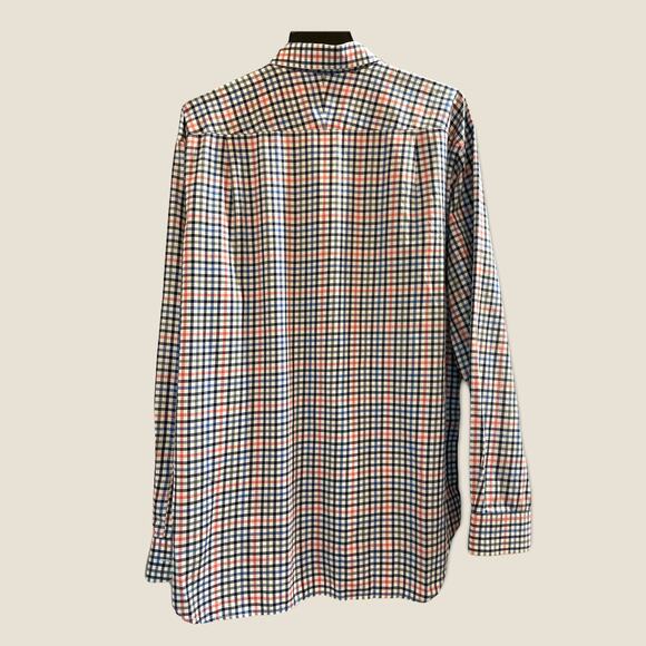 J. McLaughlin Men's Gingham Blue Pin Button Down Shirt Top XL - Picture 3 of 10